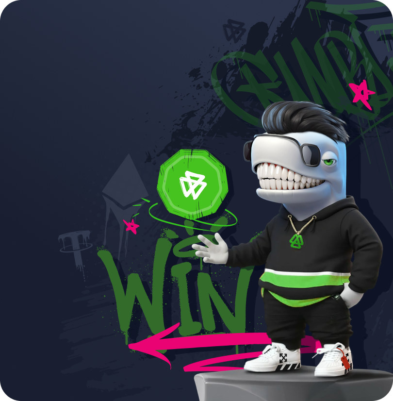 Sfeerafbeelding van een online casino met crypto elementen